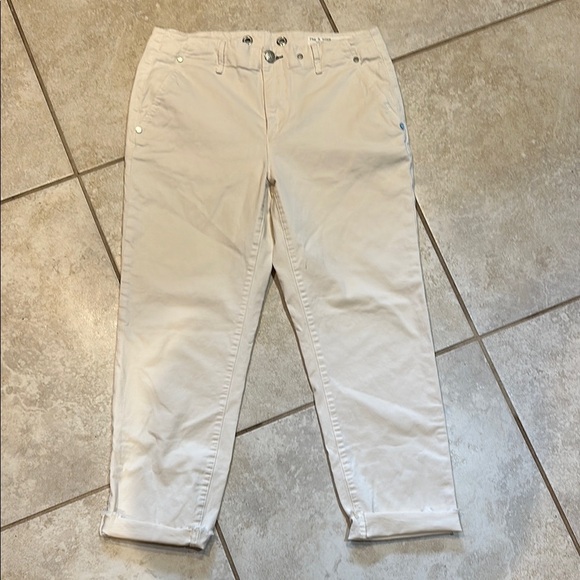 Rag & Bone Cream Boyfriend Straight Leg Crop Khaki Pants Trousers 28 Jeans - Picture 1 of 7